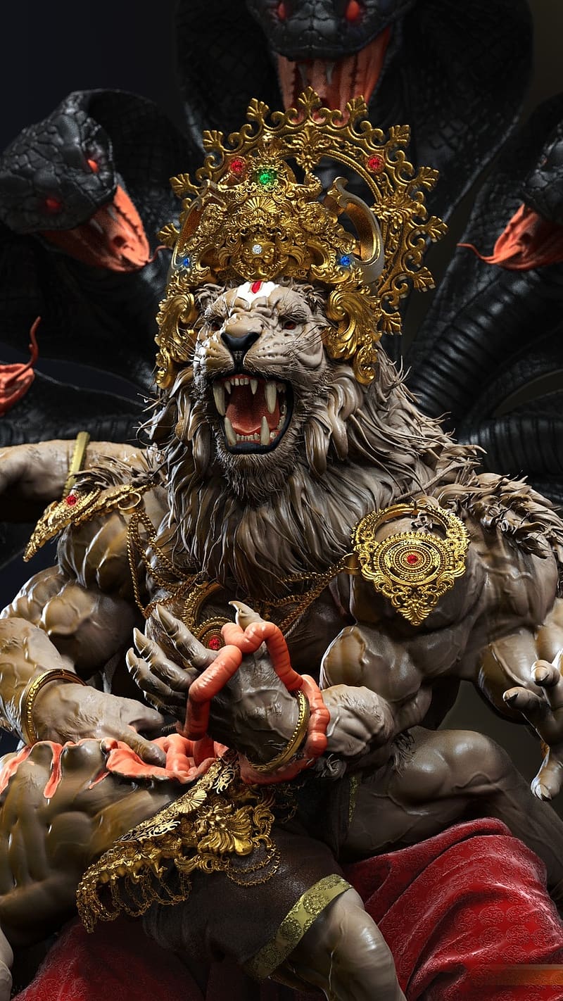 Narasimha Swamy , angry swamy, angry, sweamy, narasimha, lord, god, HD phone wallpaper