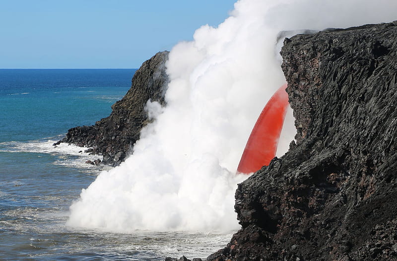 Open lava stream, Lava stream, Kilauea, Hawaii, Volcano, HD wallpaper