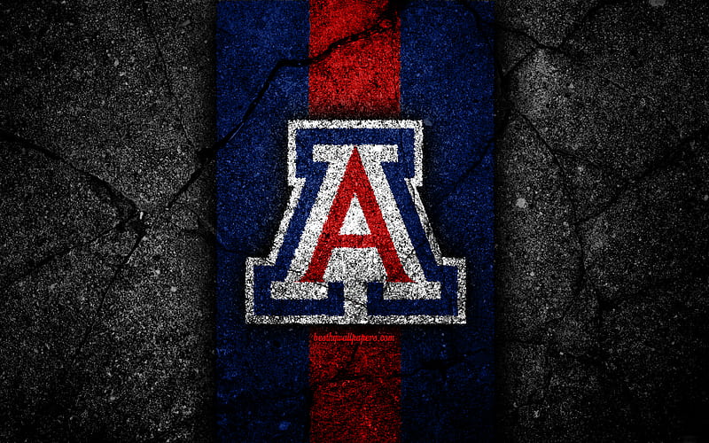 Arizona Wildcats american football team, NCAA, blue red stone, USA, asphalt texture, american football, Arizona Wildcats logo, HD wallpaper