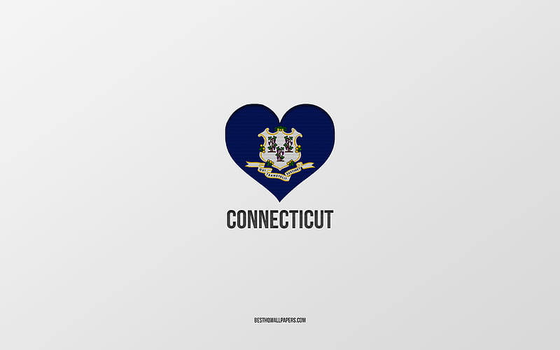 I Love Connecticut, American cities, gray background, Connecticut State, USA, Connecticut flag heart, favorite cities, Love Connecticut, HD wallpaper