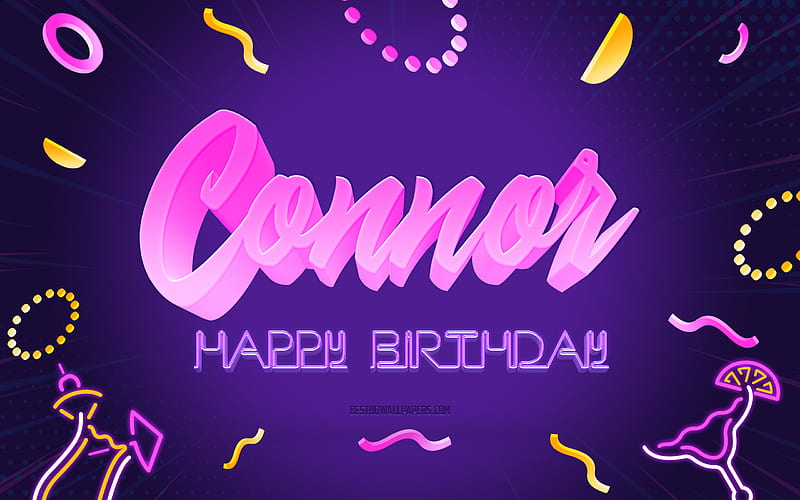 Happy Birtay Connor Purple Party Background, Connor, creative art, Happy Connor birtay, Connor name, Connor Birtay, Birtay Party Background, HD wallpaper