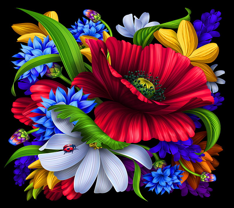 Flowers, abstract, background, colorful, floral, vector, HD wallpaper