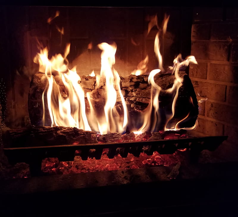 Fireplace, burning wood, fire, fire log, log of love, night fire, warm nights, HD wallpaper