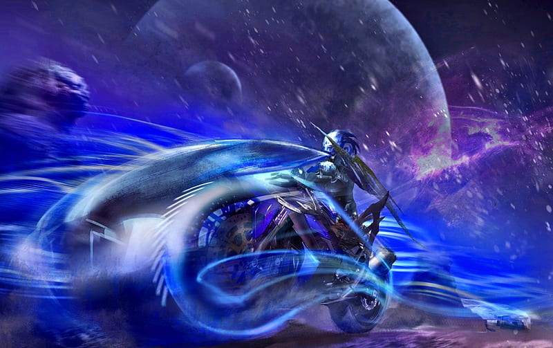 Speed Demon, sci-fi, fantasy, alien, motorcycle, landscape, HD wallpaper