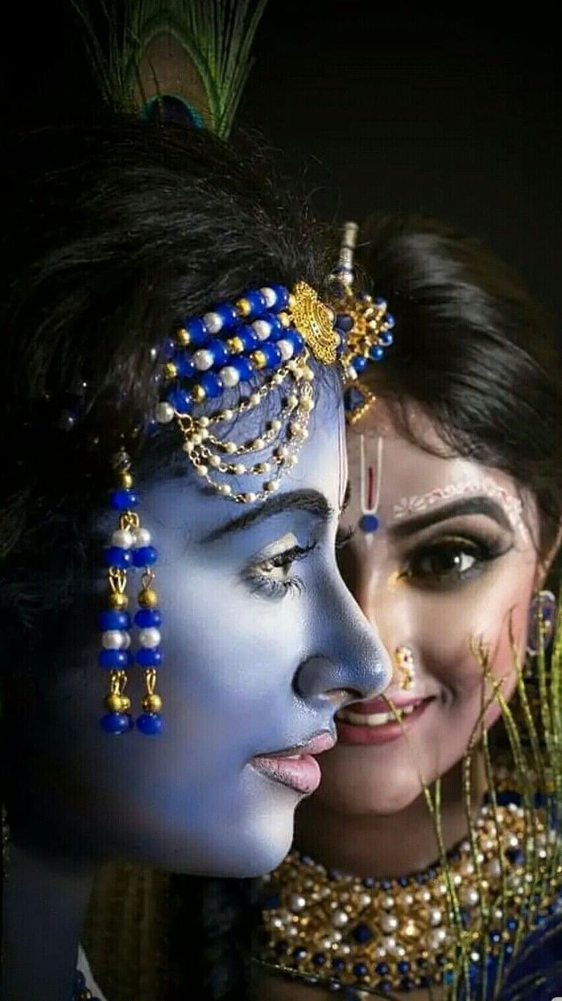 Radha Krishna 3d With Half Face, radha krishna 3d, half face, HD ...