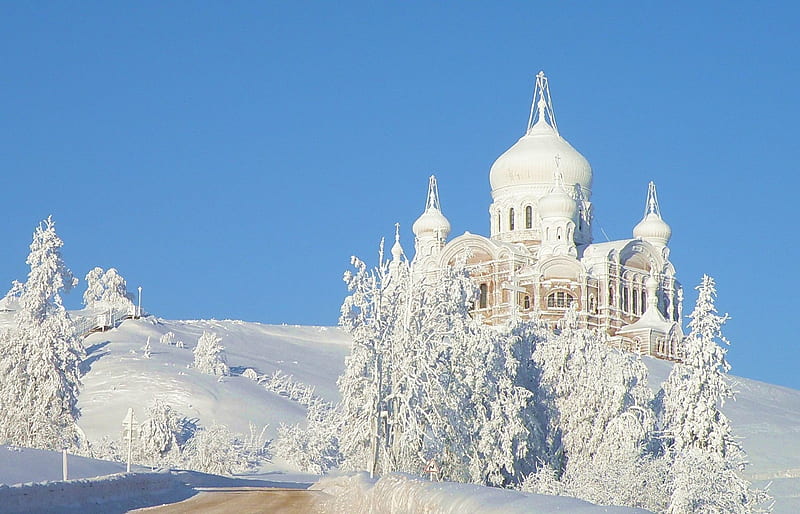* Orthodox churches and monasteries in winter *, zima, zabytki, historyczne, architektura, HD wallpaper