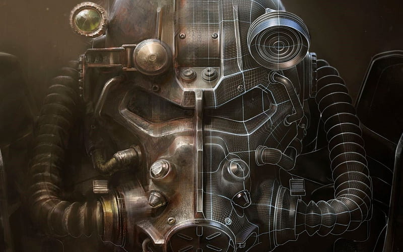 Fallout 4, Mask, cyborg warrior, HD wallpaper
