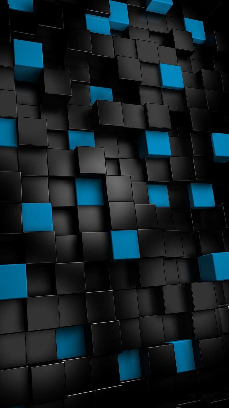 Black and Blue Blocks , background, iphone, android, HD phone wallpaper