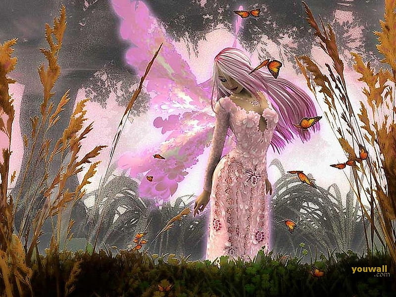 Lovely Pink Fairy, fantasy, wings, pink, fairy, HD wallpaper | Peakpx