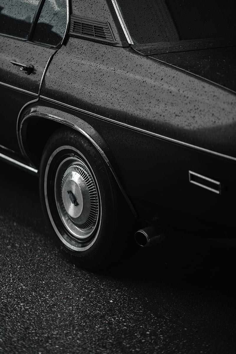 car, black, wet, wheel, side view, HD phone wallpaper