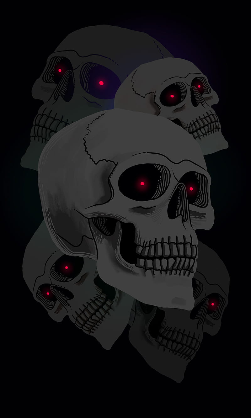 Dead Watch Skulls, Dead, black, creepy, eyes, halloween, laser, occult, oled, skull, HD phone wallpaper