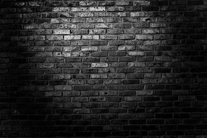 Black brick wall, cool, gris, patterns, texture, walls, HD wallpaper