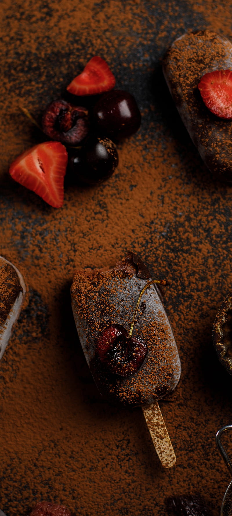 Chocolate icecream, strawberry, cherry, dessert, HD phone wallpaper | Peakpx