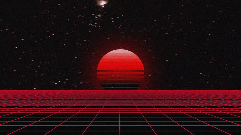 Red Retrowave Moon Starry Sky Vaporwave Vaporwave, HD wallpaper
