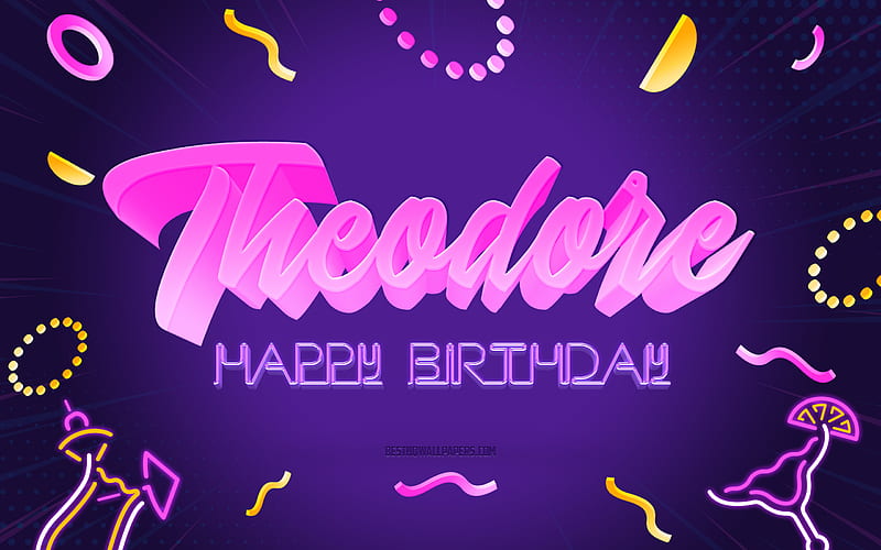 Happy Birtay Theodore, Purple Party Background, Theodore, creative art, Happy Theodore birtay, Theodore name, Theodore Birtay, Birtay Party Background, HD wallpaper