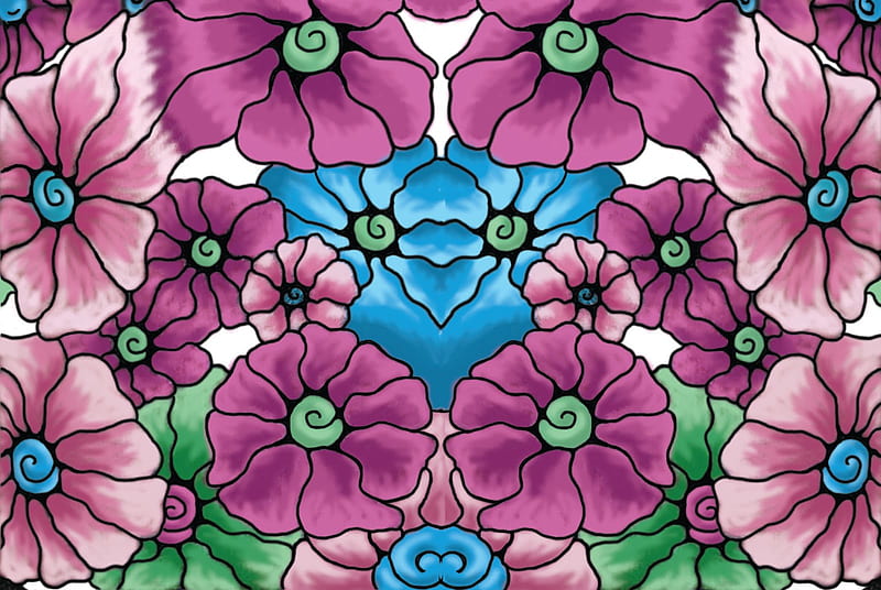 SWIRLS OF FLOWERS, fowers, swirls, purple, pink, HD wallpaper