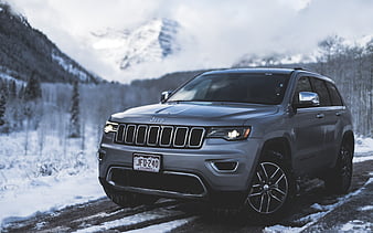 Jeep Grand Cherokee, winter, 2018 cars, SUVs, gray Grand Cherokee, Jeep, HD wallpaper