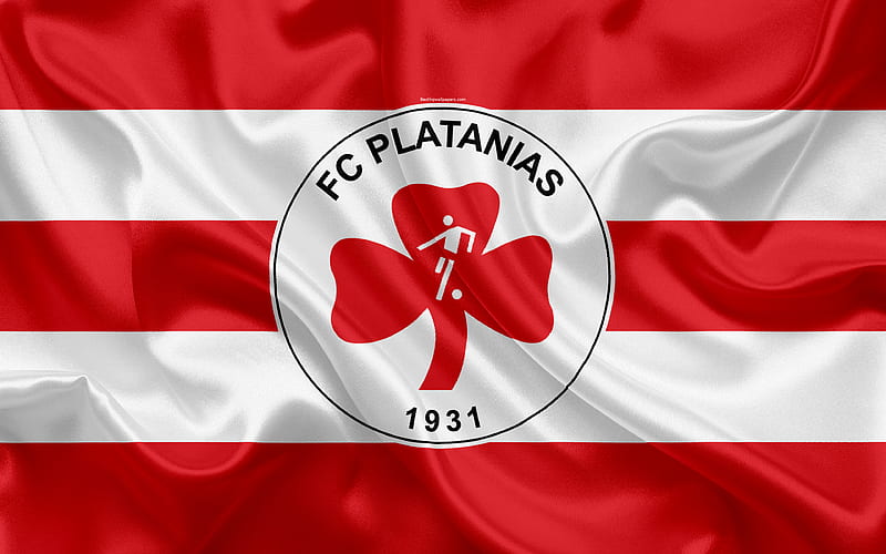 Platanias FC Greek football club, emblem, logo, Super League, championship, football, Platanias, Greece, silk texture, flag, HD wallpaper