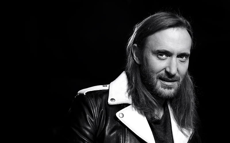 David Guetta, 4к, portrait, french dj, monochrome, HD wallpaper