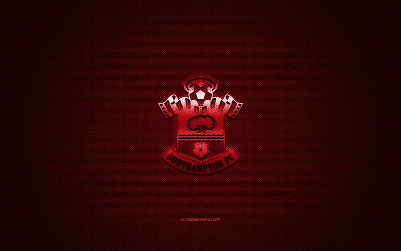 FC Southampton, English football club, Premier League, red logo, red carbon fiber background, football, Southampton, England, FC Southampton logo, HD wallpaper
