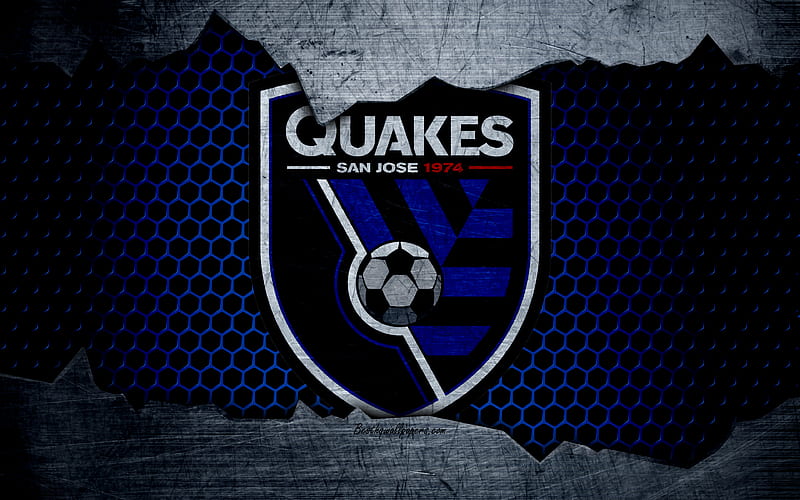 San Jose Earthquakes logo, MLS, soccer, Western Conference, football club, USA, grunge, metal texture, San Jose Earthquakes FC, HD wallpaper