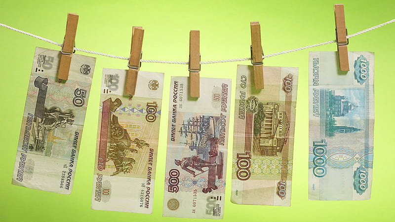 Currencies Clipped On Rope With Green Background Money, HD wallpaper