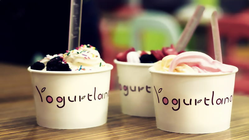 Ice cream, berries, cream, yogurtland, HD wallpaper