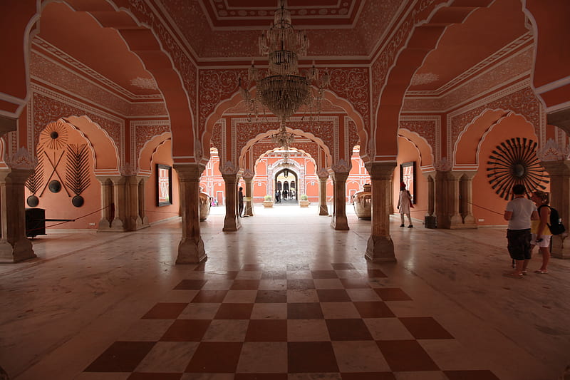 Jaipur City Palace, interior, arches, floor, light, HD wallpaper | Peakpx