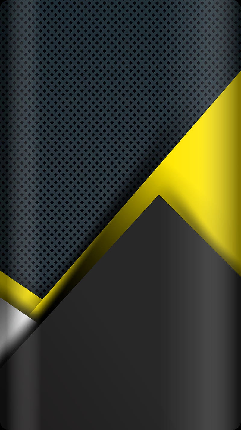 Abstract, black, edge, gris, metal, s7, s8, triangles, yellow, HD phone wallpaper