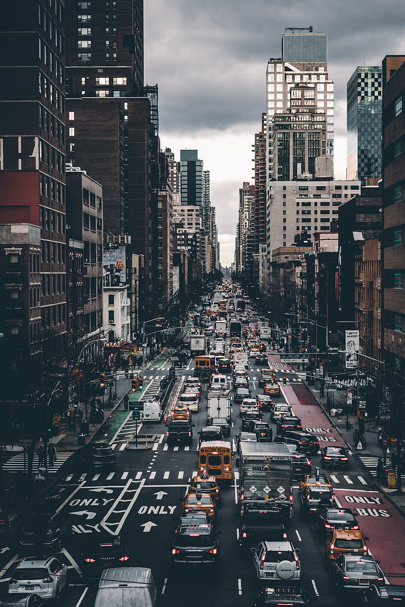 city, street, transport, traffic, buildings, HD phone wallpaper