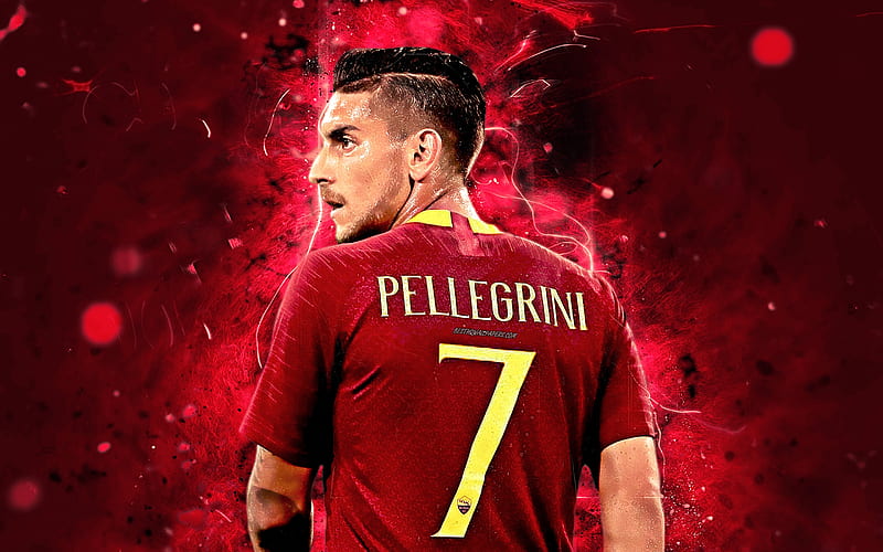 HD   Lorenzo Pellegrini Back View Italian Footballers Roma Fc Soccer Serie A Pellegrini Abstract Art Neon Lights As Roma Creative 