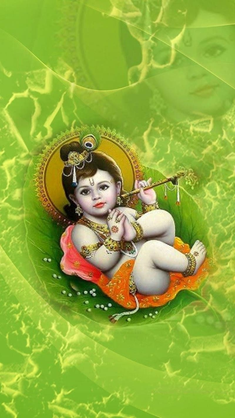 Laddu Gopal Ki , green bg, lord, god, HD phone wallpaper
