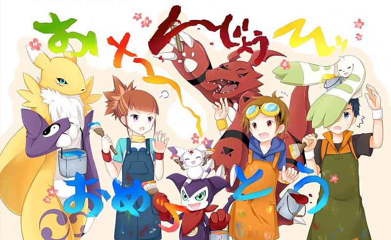 digimon tamers, colors, cute, fredship, nice, HD wallpaper