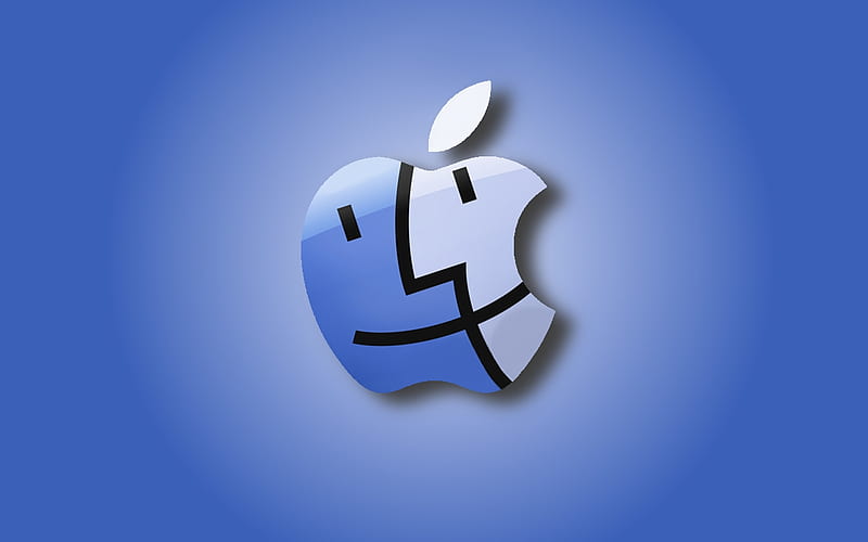 Apple Finder Logo, apple, shadow, nice, cool, good, awesome, light, finder, blue, HD wallpaper