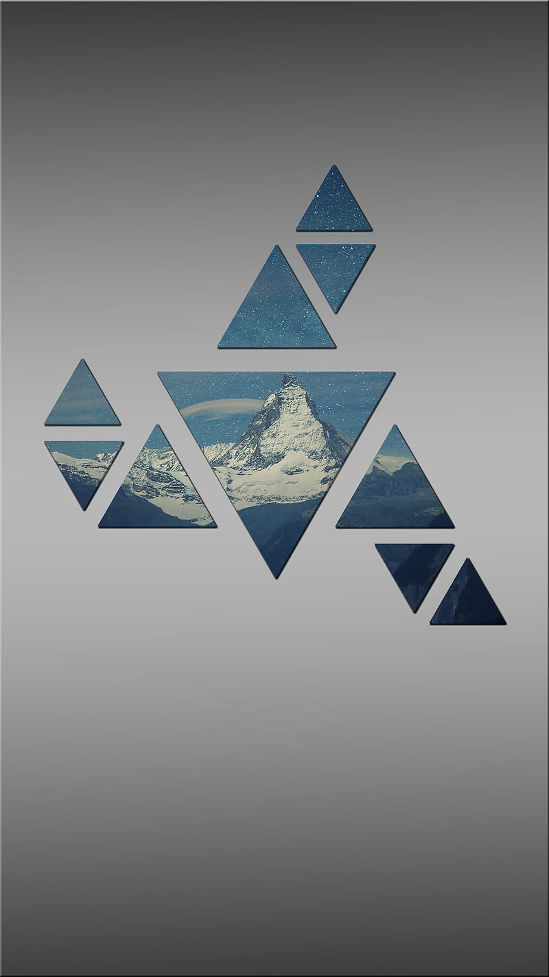 mountains, portrait display, simple background, triangle, HD phone wallpaper