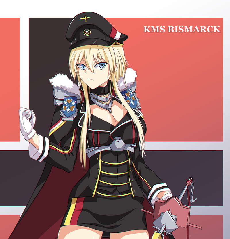 Bismarck , azur lane, black, captain, character sign aquarius, game, leader, red, HD phone wallpaper