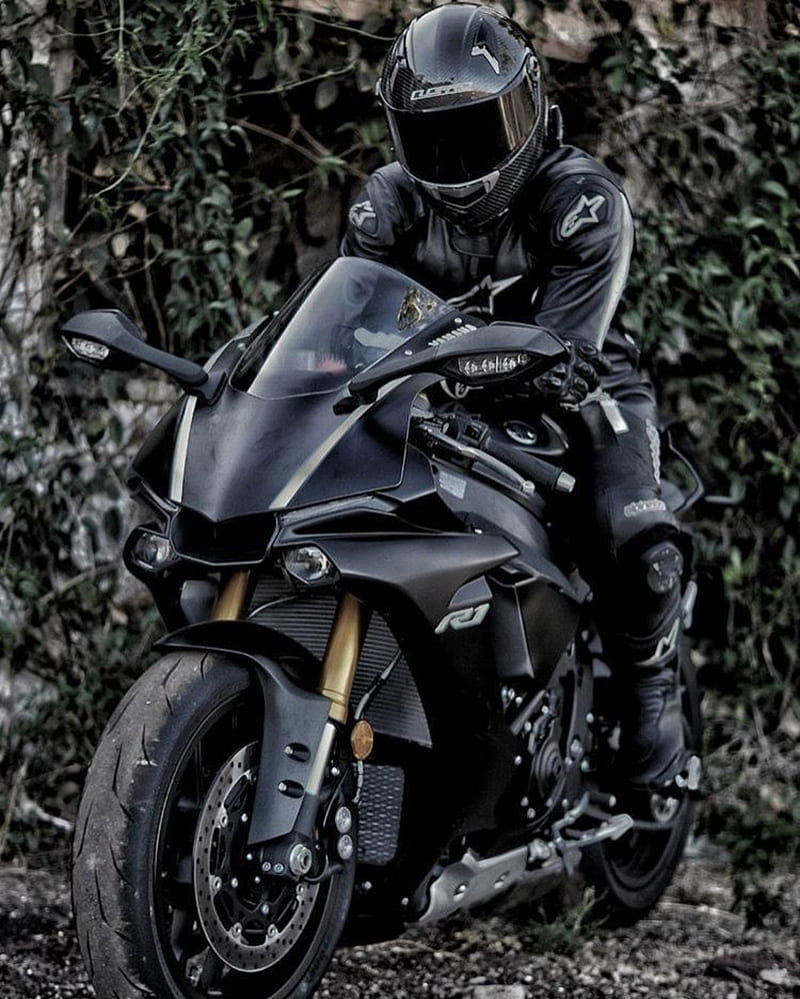 Biker, black, motor, motorcycle, HD phone wallpaper