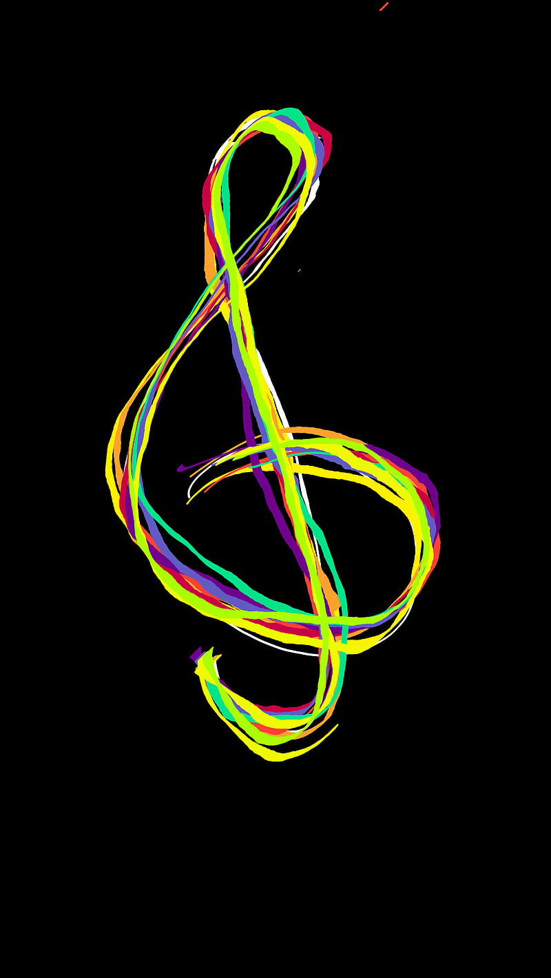 Treble clef, colorful, drawing, music, music note, HD phone wallpaper