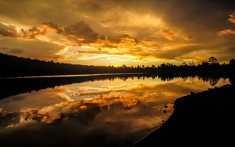 Kaibab Lake Sunset, lake, nature, sunset, HD wallpaper