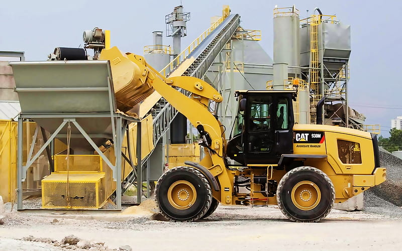 Cat 930M, Wheel Loader, Caterpillar, loading of crushed stone concepts, construction equipment, plant, Cat, HD wallpaper