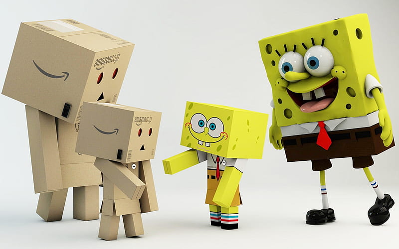 SpongeBob, Danbo, mother and child, cardboard robot, danboard box, HD  wallpaper | Peakpx