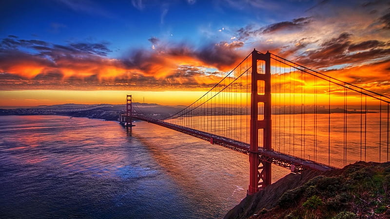 Golden Gate Bridge at Sunset, gate, bridge, cauliforia, golden, HD wallpaper  | Peakpx
