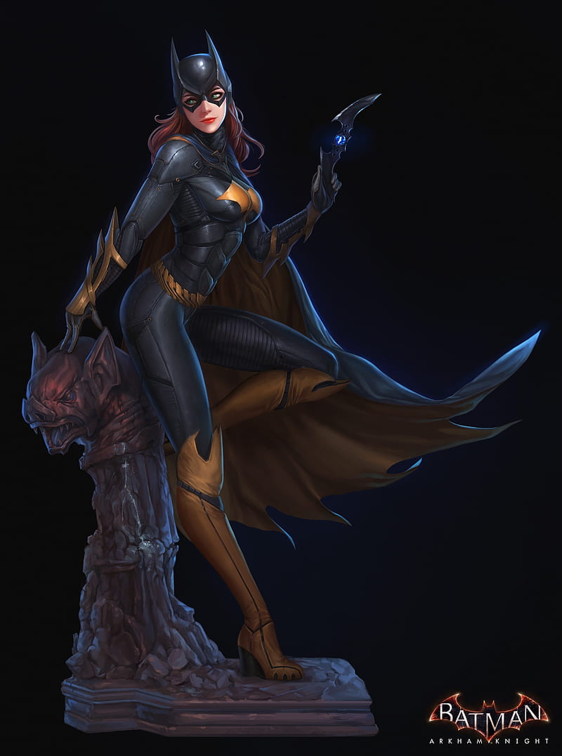 batgirl, batman arkham knight, bodysuit, cape, artwork, mask, Movies, HD phone wallpaper
