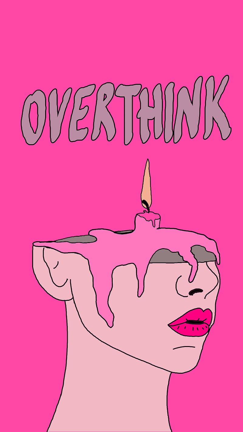overthink, art, drawing, hand drawing, mental health, mental health day, october 10, pink, pop art, pop culture, retro, HD phone wallpaper