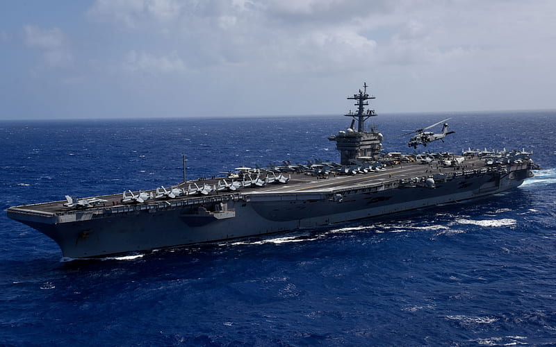 American aircraft carrier, USS Theodore Roosevelt, CVN 71, Nimitz class, warships, nuclear aircraft carrier, US Navy, USA, HD wallpaper
