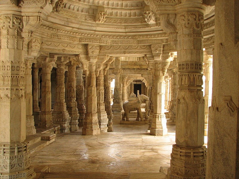 Ranakpur Jain Temple ( India ), architecture, art, carvings, ancient, jain, india, palace, heritage, hindu, temple, HD wallpaper