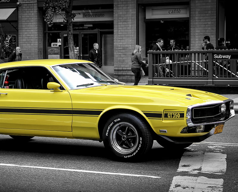 Ford Mustang GT auto, car vehicle, yellow, HD wallpaper