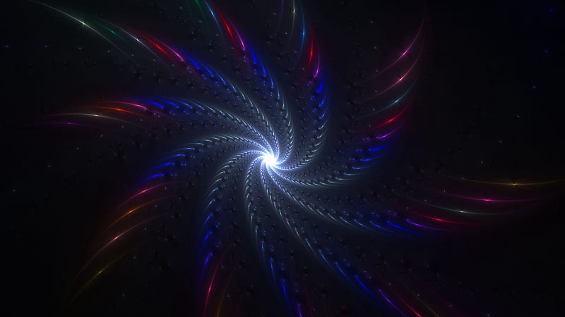 vortex, glow, multicolored, twisted, fractal, scattering, HD wallpaper