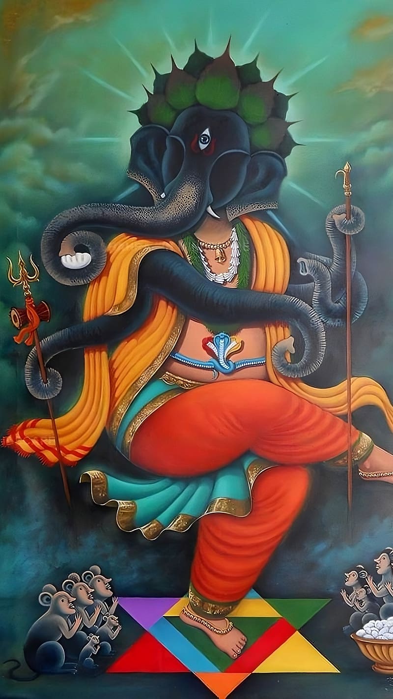 Ganpati Bappa Ka , tandav, bappa, lord, god, HD phone wallpaper
