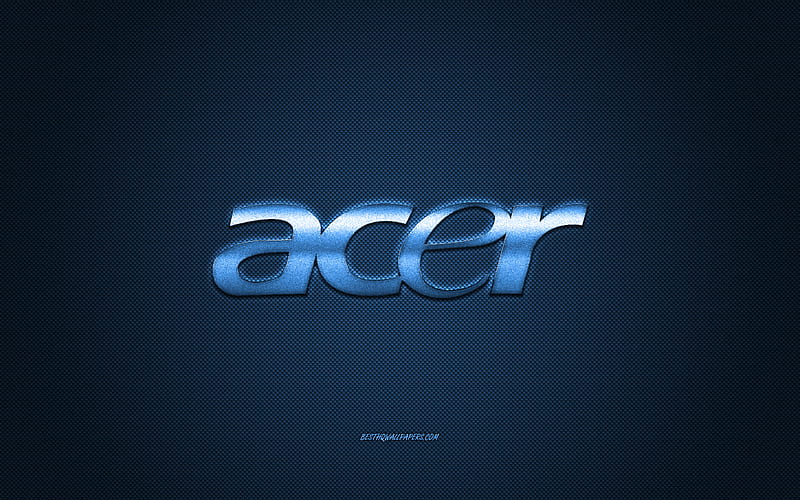 Acer logo, blue carbon background, Acer metal logo, Acer blue emblem, Acer, blue carbon texture, HD wallpaper